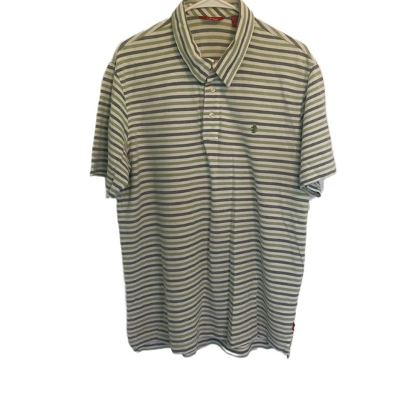 Izod Men’s Striped Green Two Tone Collared Polo 100% Cotton Shirt Sz XL - Picture 1 of 5